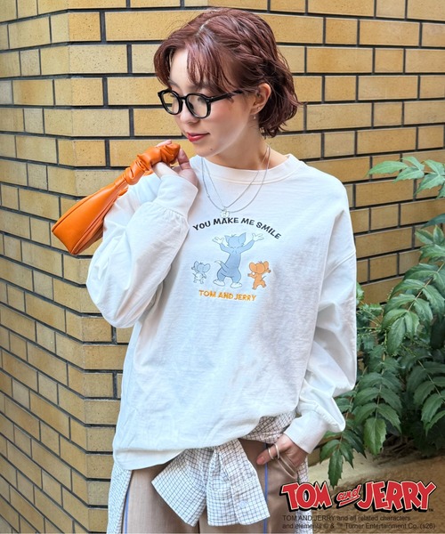 DOUBLE NAME（ダブルネーム）の「【TOM AND JERRY】 ワッペン刺繍ロンTEE（Tシャツ/カットソー・レディース・オフホワイト/ライトグレー・FREE）」の7枚目の写真