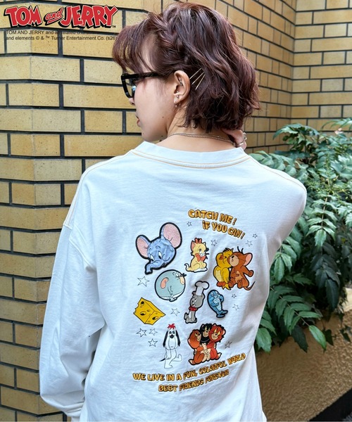 DOUBLE NAME（ダブルネーム）の「【TOM AND JERRY】 ワッペン刺繍ロンTEE（Tシャツ/カットソー・レディース・オフホワイト/ライトグレー・FREE）」の9枚目の写真
