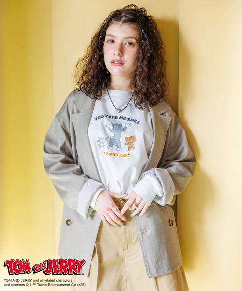 DOUBLE NAME(ダブルネーム)の「【TOM AND JERRY】 ワッペン刺繍ロンTEE(Tシャツ/カットソー・レディース・オフホワイト/ライトグレー・FREE)」の12枚目の写真