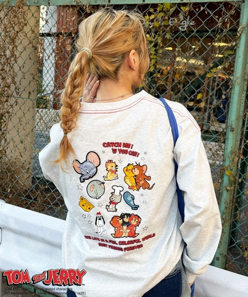 DOUBLE NAME(ダブルネーム)の「【TOM AND JERRY】 ワッペン刺繍ロンTEE(Tシャツ/カットソー・レディース・オフホワイト/ライトグレー・FREE)」の14枚目の写真