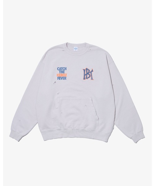 KEBOZ(ケボズ)の「WS WASHED SWEAT CREWNECK(スウェット・メンズ・グレー/ブラック・XL/L/M/S/2XL)」の1枚目の写真