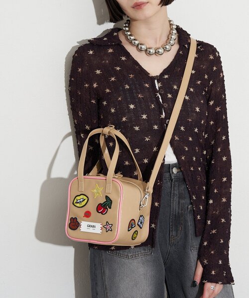 GRAIN（グレイン）の「【GRAIN/グレイン】2WAYアソートワッペンスクエアショルダーバッグ（ショルダーバッグ・レディース・ベージュ/ブラウン・FREE）」の16枚目の写真