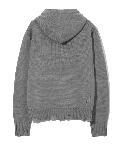 BASEMOMENT（ベースモーメント）の「ディストロイドニットフードジップアップメランジグレー（パーカー・メンズ・その他・MEDIUM/LARGE）」の9枚目の写真