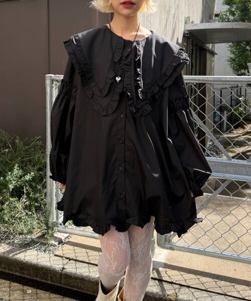 w closet(ダブルクローゼット)の「Amふりふりミニワンピ(ワンピース・レディース・ピンク/オフホワイト/ブラック・FREE)」の3枚目の写真