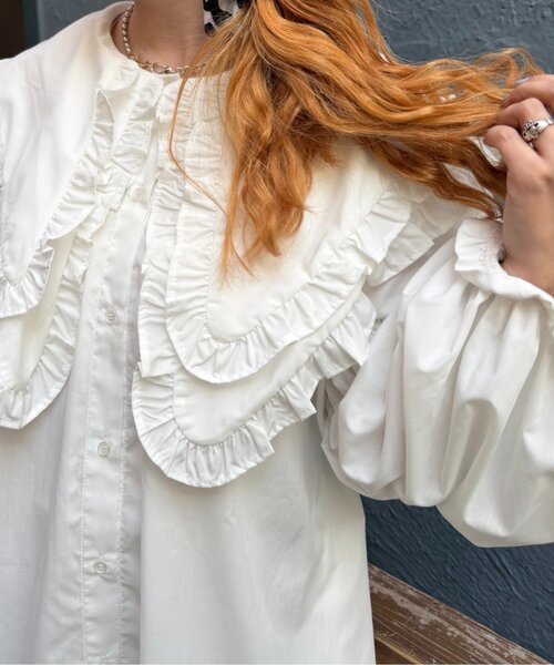 w closet(ダブルクローゼット)の「Amふりふりミニワンピ(ワンピース・レディース・ピンク/オフホワイト・FREE)」の7枚目の写真