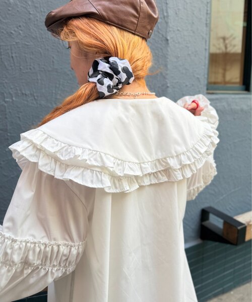 w closet(ダブルクローゼット)の「Amふりふりミニワンピ(ワンピース・レディース・ピンク/オフホワイト・FREE)」の8枚目の写真