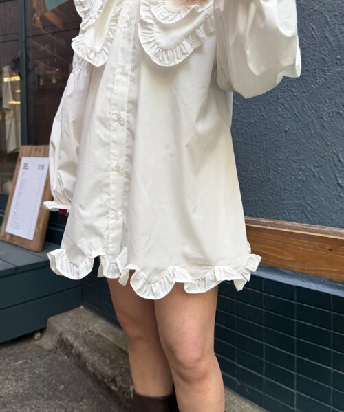 w closet(ダブルクローゼット)の「Amふりふりミニワンピ(ワンピース・レディース・ピンク/オフホワイト・FREE)」の11枚目の写真