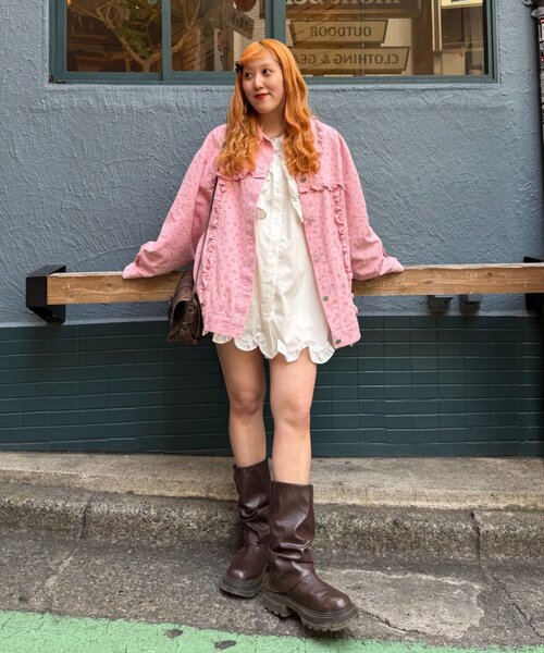 w closet(ダブルクローゼット)の「Amふりふりミニワンピ(ワンピース・レディース・ピンク/オフホワイト・FREE)」の12枚目の写真