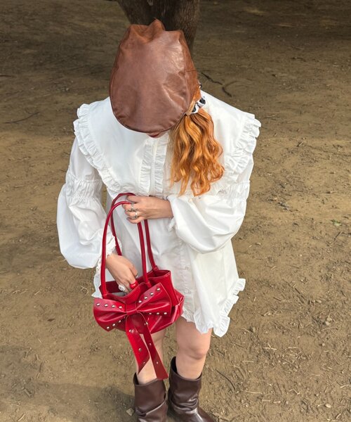 w closet(ダブルクローゼット)の「Amふりふりミニワンピ(ワンピース・レディース・ピンク/オフホワイト・FREE)」の15枚目の写真