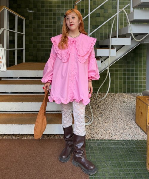 w closet(ダブルクローゼット)の「Amふりふりミニワンピ(ワンピース・レディース・ピンク/オフホワイト・FREE)」の17枚目の写真