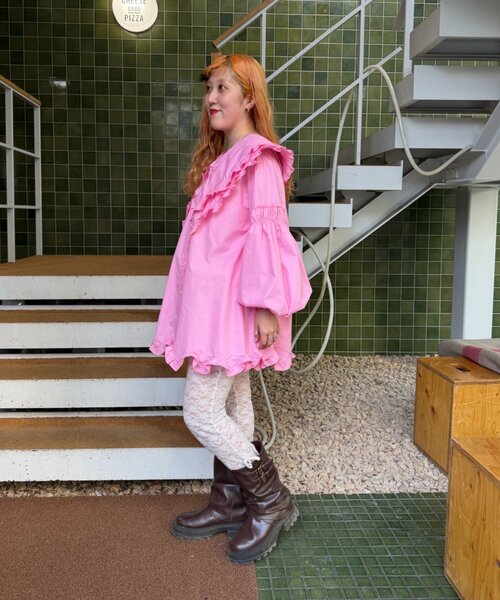 w closet(ダブルクローゼット)の「Amふりふりミニワンピ(ワンピース・レディース・ピンク/オフホワイト・FREE)」の18枚目の写真