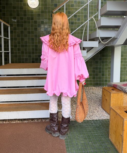 w closet(ダブルクローゼット)の「Amふりふりミニワンピ(ワンピース・レディース・ピンク/オフホワイト・FREE)」の19枚目の写真