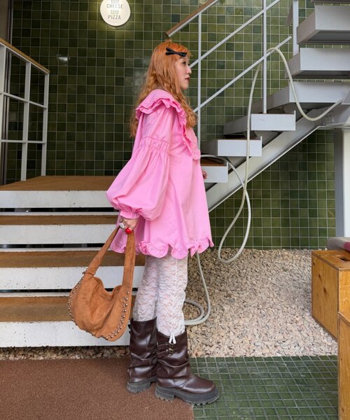 w closet(ダブルクローゼット)の「Amふりふりミニワンピ(ワンピース・レディース・ピンク/オフホワイト・FREE)」の20枚目の写真