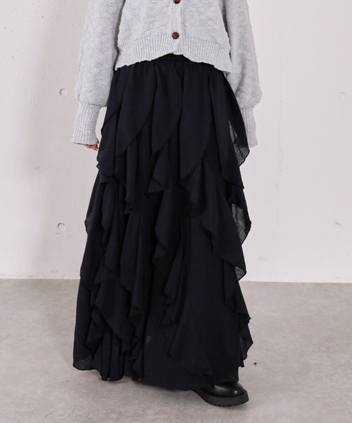 archives（アルシーヴ）の「エスカルゴラッフルスカート（スカート・レディース・オフホワイト/アイボリー/ブラック・MEDIUM）」の3枚目の写真