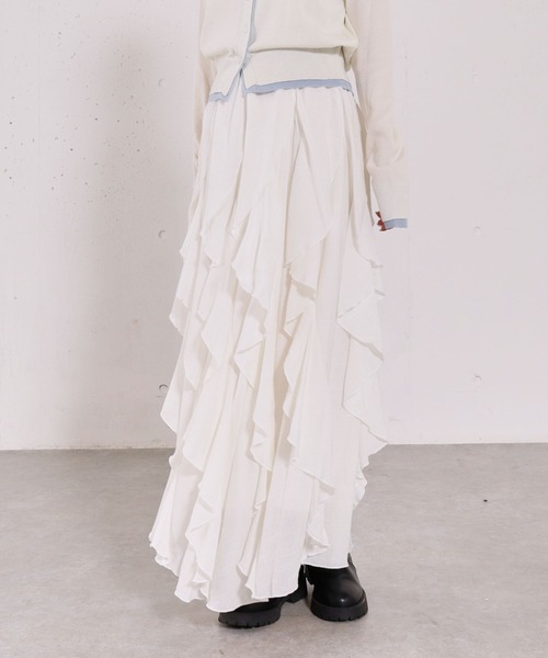 archives（アルシーヴ）の「エスカルゴラッフルスカート（スカート・レディース・オフホワイト/アイボリー/ブラック・MEDIUM）」の11枚目の写真