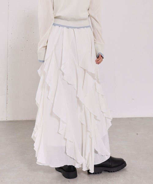 archives（アルシーヴ）の「エスカルゴラッフルスカート（スカート・レディース・オフホワイト/アイボリー/ブラック・MEDIUM）」の9枚目の写真