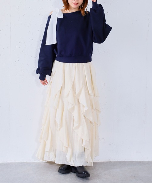archives（アルシーヴ）の「エスカルゴラッフルスカート（スカート・レディース・オフホワイト/アイボリー/ブラック・MEDIUM）」の20枚目の写真
