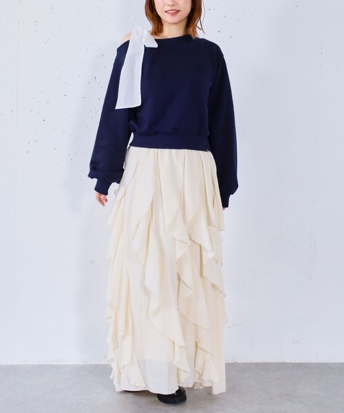 archives（アルシーヴ）の「エスカルゴラッフルスカート（スカート・レディース・オフホワイト/アイボリー/ブラック・MEDIUM）」の21枚目の写真
