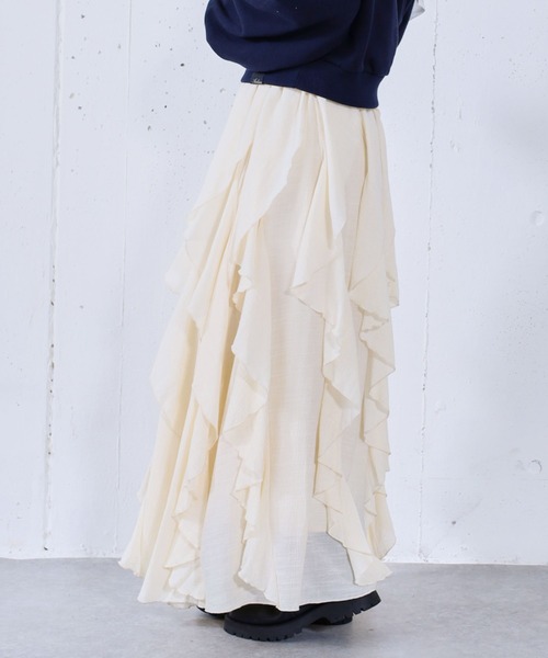 archives（アルシーヴ）の「エスカルゴラッフルスカート（スカート・レディース・オフホワイト/アイボリー/ブラック・MEDIUM）」の19枚目の写真