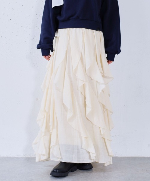 archives（アルシーヴ）の「エスカルゴラッフルスカート（スカート・レディース・オフホワイト/アイボリー/ブラック・MEDIUM）」の16枚目の写真