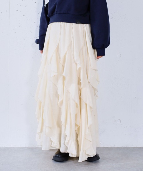archives（アルシーヴ）の「エスカルゴラッフルスカート（スカート・レディース・オフホワイト/アイボリー/ブラック・MEDIUM）」の18枚目の写真