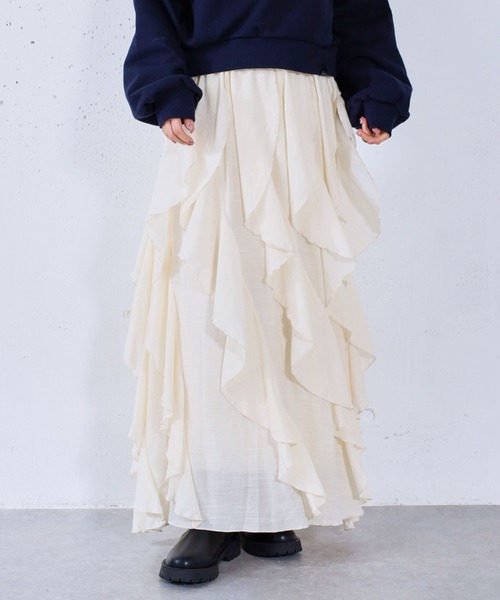 archives（アルシーヴ）の「エスカルゴラッフルスカート（スカート・レディース・オフホワイト/アイボリー/ブラック・MEDIUM）」の17枚目の写真