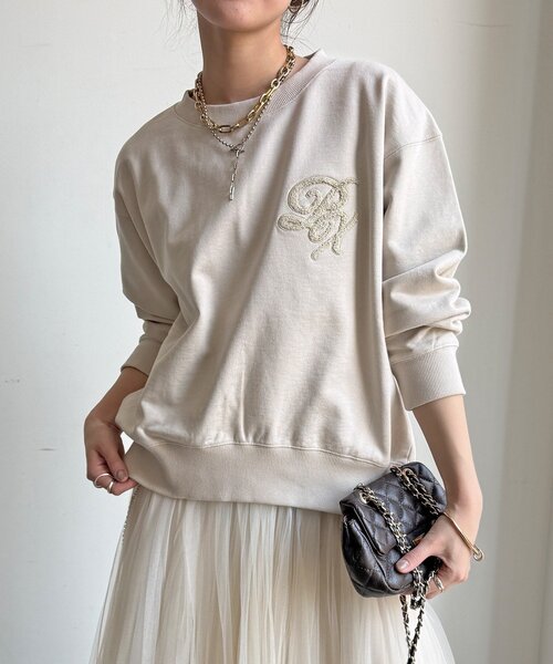 DouDou(ドゥドゥ)の「【WEB限定】裏毛サガラ刺繍バックジッププルオーバー(Tシャツ/カットソー・レディース・ダークグレー/ベージュ/グレー・FREE)」の8枚目の写真