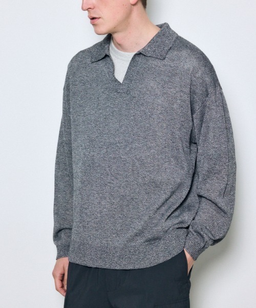 AZUL by moussy（アズールバイマウジー）の「リネンミックススキッパーポロシャツ（ポロシャツ・メンズ・ブラック/ライトピンク/ベージュ・MEDIUM/LARGE）」の2枚目の写真