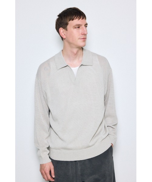 AZUL by moussy（アズールバイマウジー）の「リネンミックススキッパーポロシャツ（ポロシャツ・メンズ・ブラック/ライトピンク/ベージュ・MEDIUM/LARGE）」の4枚目の写真