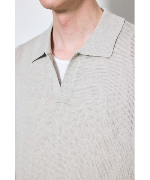 AZUL by moussy（アズールバイマウジー）の「リネンミックススキッパーポロシャツ（ポロシャツ・メンズ・ブラック/ライトピンク/ベージュ・MEDIUM/LARGE）」の9枚目の写真