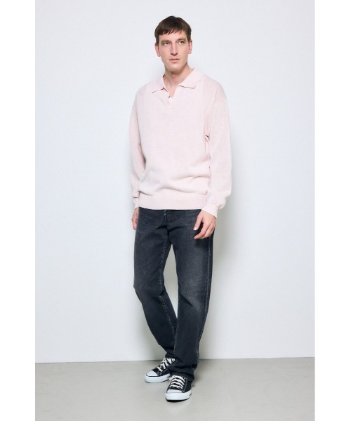 AZUL by moussy（アズールバイマウジー）の「リネンミックススキッパーポロシャツ（ポロシャツ・メンズ・ブラック/ライトピンク/ベージュ・MEDIUM/LARGE）」の16枚目の写真