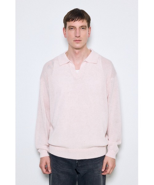 AZUL by moussy（アズールバイマウジー）の「リネンミックススキッパーポロシャツ（ポロシャツ・メンズ・ブラック/ライトピンク/ベージュ・MEDIUM/LARGE）」の17枚目の写真