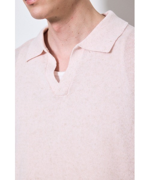 AZUL by moussy（アズールバイマウジー）の「リネンミックススキッパーポロシャツ（ポロシャツ・メンズ・ブラック/ライトピンク/ベージュ・MEDIUM/LARGE）」の20枚目の写真