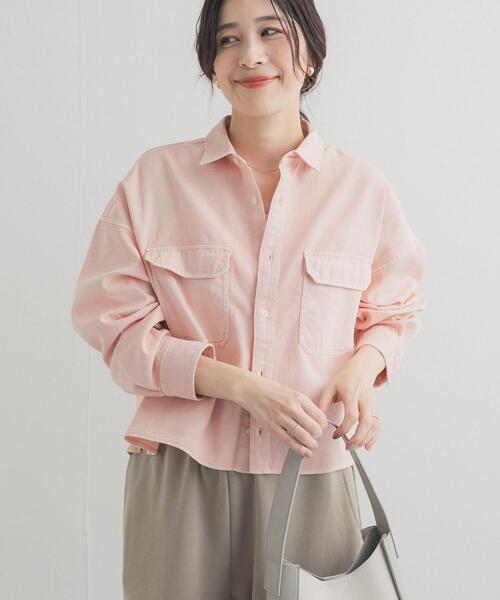 URBAN RESEARCH DOORS（アーバンリサーチドアーズ）の「デニムショート丈シャツ | デニムシャツ/ショートシャツ/クロップド丈/短丈/カラーデニム（シャツ/ブラウス・レディース・ベージュ/ピンク/インディゴブルー・FREE）」の7枚目の写真