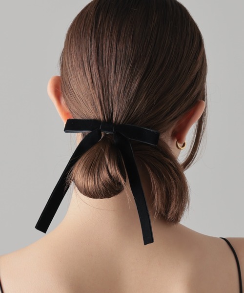 ベルベット調 リボンヘアピン