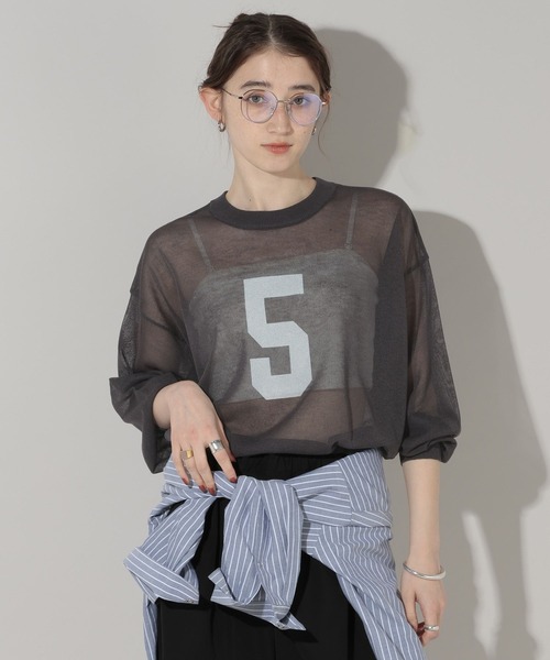 GEORGE'S（ジョージズ）の「シアーナンバリングニット（ニット/セーター・レディース・グレー系その他/ホワイト系その他/ブルー系その他・FREE）」の3枚目の写真