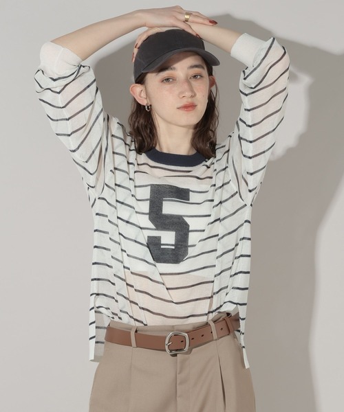 GEORGE'S（ジョージズ）の「シアーナンバリングニット（ニット/セーター・レディース・グレー系その他/ホワイト系その他/ブルー系その他・FREE）」の12枚目の写真