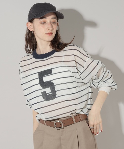 GEORGE'S（ジョージズ）の「シアーナンバリングニット（ニット/セーター・レディース・グレー系その他/ホワイト系その他/ブルー系その他・FREE）」の13枚目の写真