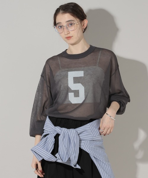 GEORGE'S（ジョージズ）の「シアーナンバリングニット（ニット/セーター・レディース・グレー系その他/ホワイト系その他/ブルー系その他・FREE）」の19枚目の写真