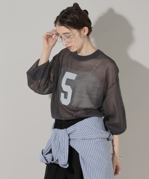 GEORGE'S（ジョージズ）の「シアーナンバリングニット（ニット/セーター・レディース・グレー系その他/ホワイト系その他/ブルー系その他・FREE）」の20枚目の写真