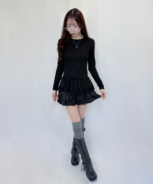 frunco（フランコ）の「フリルロンT（Tシャツ/カットソー・レディース・グレー/ブラック/ライトグリーン/ホワイト・FREE）」の8枚目の写真