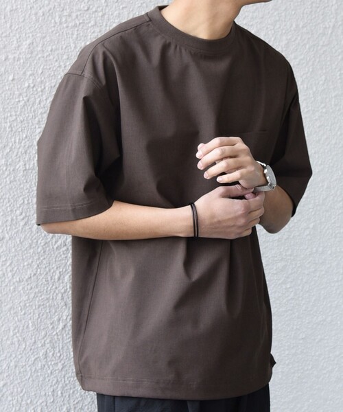 SHIPS any（シップス エニィ）の「SHIPS any:〈吸水速乾〉Rapidry クルーネック スピンドル ポケット Tシャツ(セットアップ対応)◆（Tシャツ/カットソー・メンズ・ブラック/グレー/ブラウン/ベージュ/ネイビー・MEDIUM/LARGE/X-LARGE）」の3枚目の写真