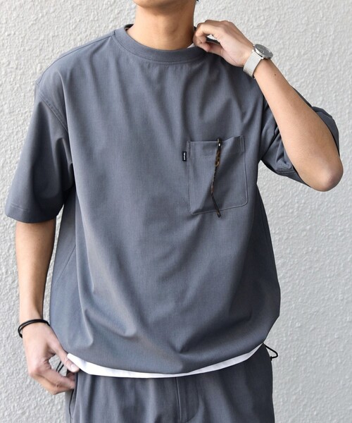 SHIPS any（シップス エニィ）の「SHIPS any:〈吸水速乾〉Rapidry クルーネック スピンドル ポケット Tシャツ(セットアップ対応)◆（Tシャツ/カットソー・メンズ・ブラック/グレー/ブラウン/ベージュ/ネイビー・MEDIUM/LARGE/X-LARGE）」の19枚目の写真