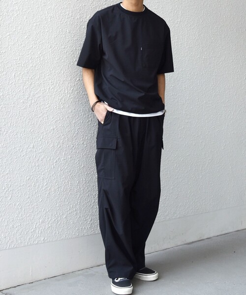 SHIPS any（シップス エニィ）の「SHIPS any:〈吸水速乾〉Rapidry クルーネック スピンドル ポケット Tシャツ(セットアップ対応)◆（Tシャツ/カットソー・メンズ・ブラック/グレー/ブラウン/ベージュ/ネイビー・MEDIUM/LARGE/X-LARGE）」の7枚目の写真