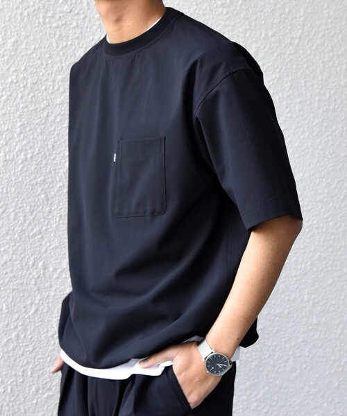 SHIPS any（シップス エニィ）の「SHIPS any:〈吸水速乾〉Rapidry クルーネック スピンドル ポケット Tシャツ(セットアップ対応)◆（Tシャツ/カットソー・メンズ・ブラック/グレー/ブラウン/ベージュ/ネイビー・MEDIUM/LARGE/X-LARGE）」の9枚目の写真