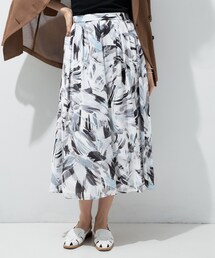 INDIVI | 【洗える】リーフ柄タックフレアスカート(スカート)
