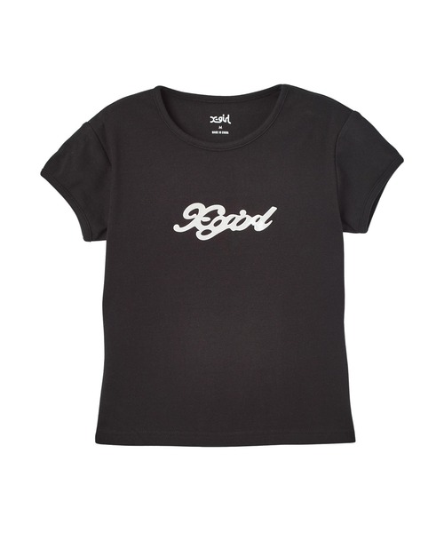 X-girl(エックスガール)の「GEL LOGO S/S BABY TEE(Tシャツ/カットソー・レディース・ブラック/ホワイト/レッド・S/M)」の2枚目の写真