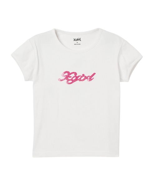 X-girl(エックスガール)の「GEL LOGO S/S BABY TEE(Tシャツ/カットソー・レディース・ブラック/ホワイト/レッド・S/M)」の6枚目の写真