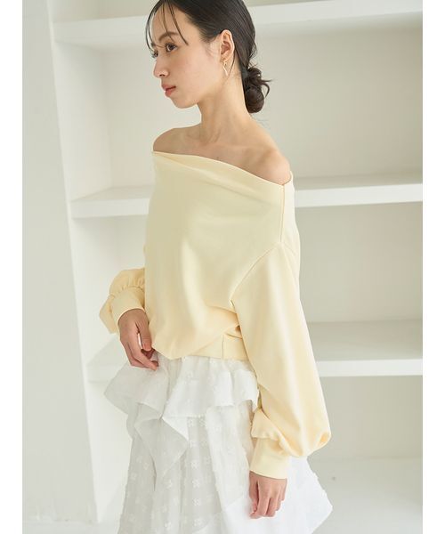 SNIDEL（スナイデル）の「オフショルタックスエット（スウェット・レディース・ホワイト/イエロー/グレー・F）」の8枚目の写真