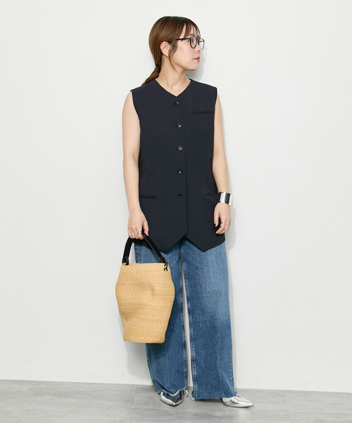 journal standard L'essage(ジャーナルスタンダードレサージュ)の「ウーリーノライトノーカラーベスト(その他アウター・レディース・グレー/ネイビー・FREE)」の8枚目の写真